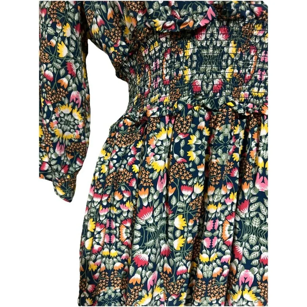EVIE Green Floral Midi Dress Women’s size M Boho Festival Cottagecore - Picture 5 of 14